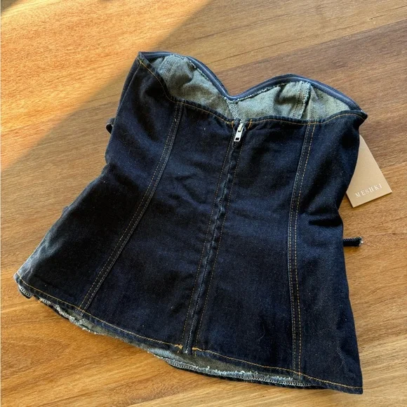 Meshki NWT Denim Strapless Top - Picture 2 of 4